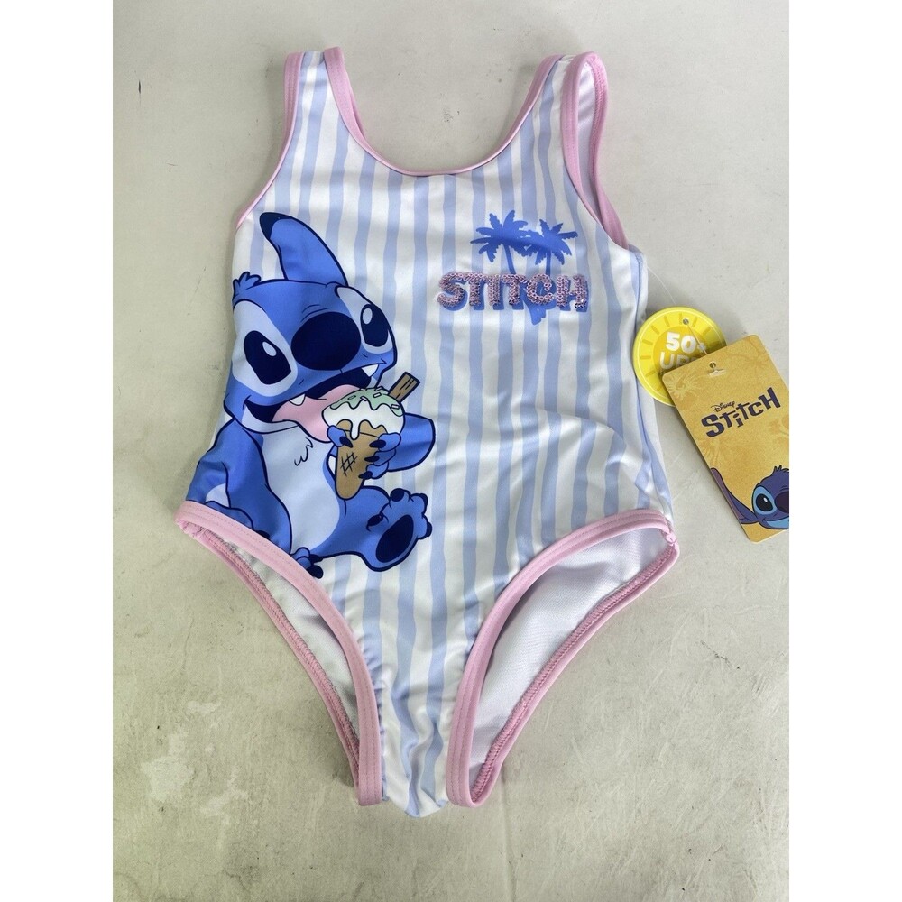 Disney Lilo and Stitch Striped One Piece Swim Swimsuit Swimwear Girls 18 Months